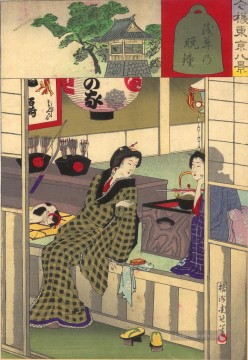  toyohara - Zwei geishas Entspannung, nachdem sie Toyohara Chikanobu unterhalten haben
